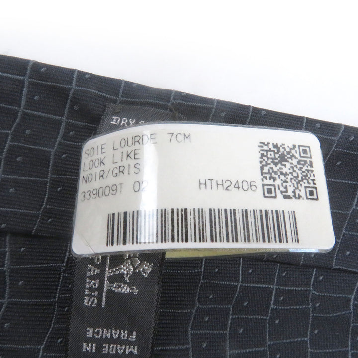 新品 エルメス ネクタイ SOIE LOURDE 7CM LOOK LIKE オーバーオールハンドル ネイビー シルク 339009T