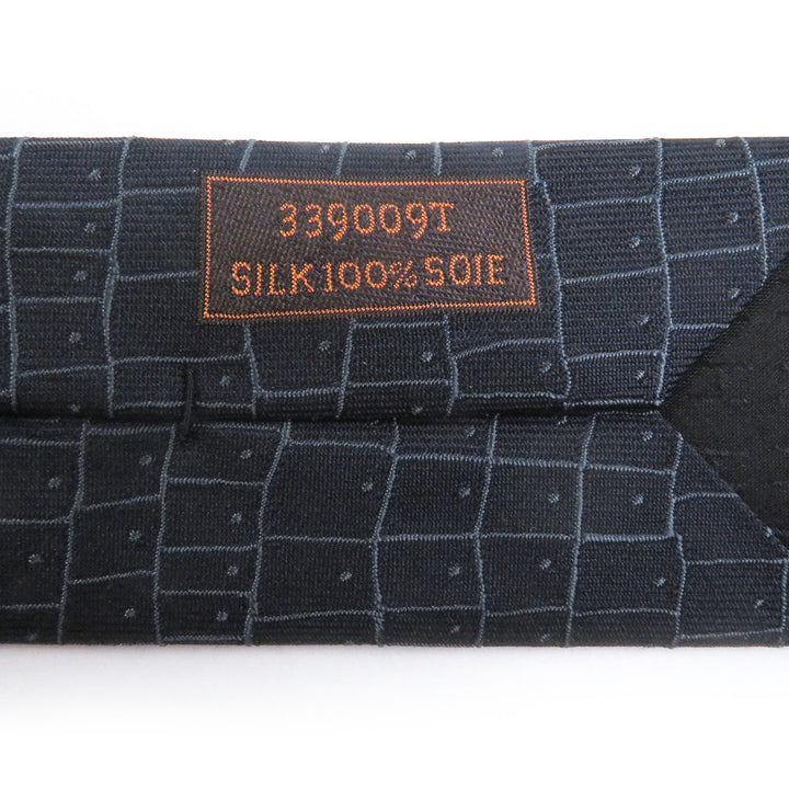 新品 エルメス ネクタイ SOIE LOURDE 7CM LOOK LIKE オーバーオールハンドル ネイビー シルク 339009T