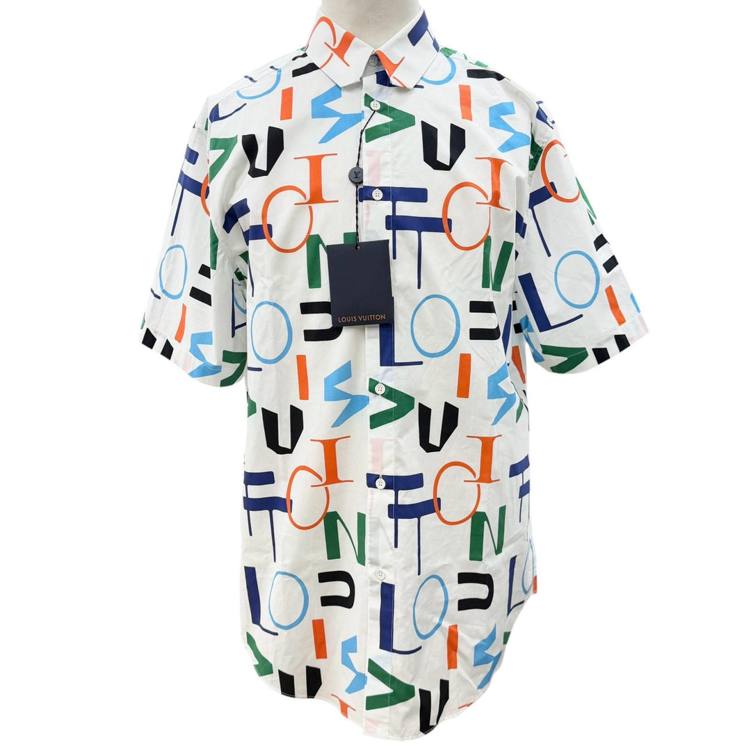 Pristine LOUIS VUITTON Short sleeve shirt LVSE Electric DNA white cotton mens XL