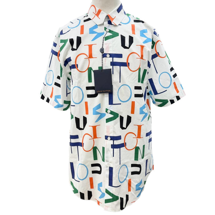 Pristine LOUIS VUITTON Short sleeve shirt LVSE Electric DNA white cotton mens XL