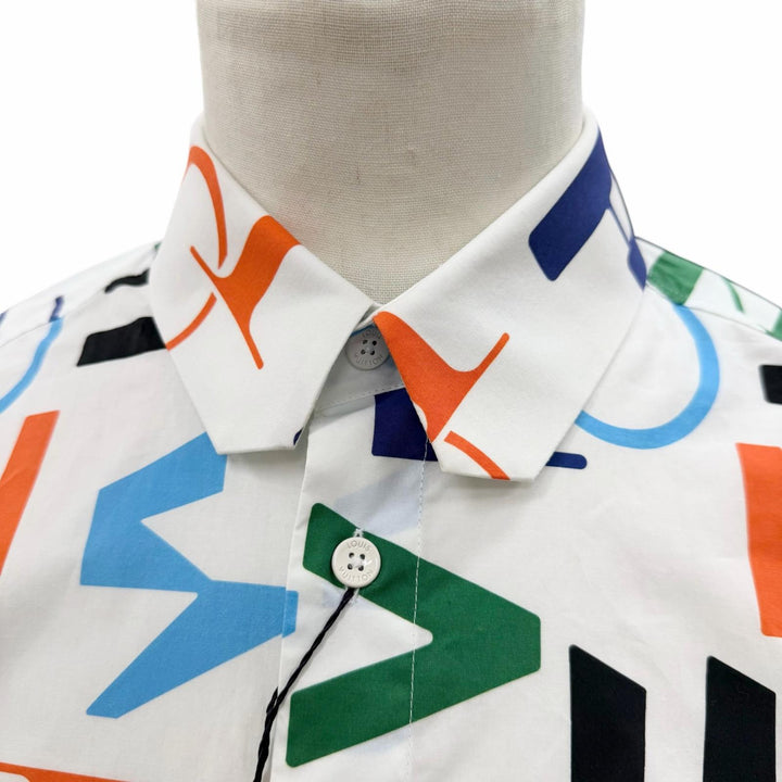 Pristine LOUIS VUITTON Short sleeve shirt LVSE Electric DNA white cotton mens XL