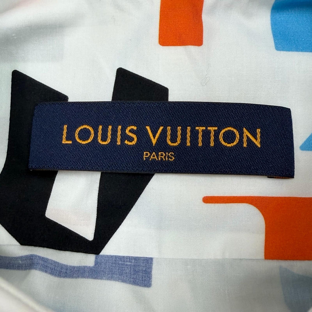 Pristine LOUIS VUITTON Short sleeve shirt LVSE Electric DNA white cotton mens XL
