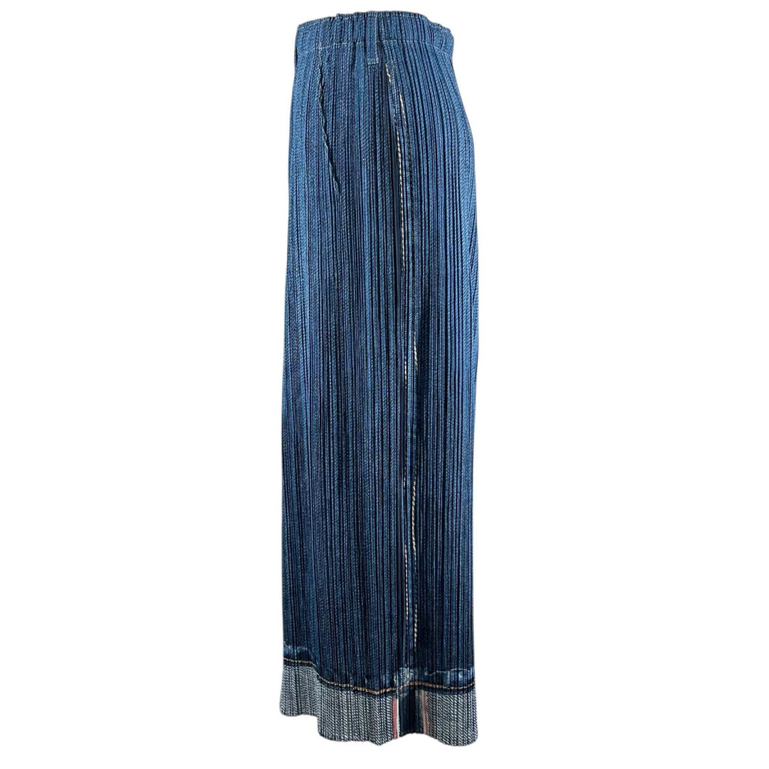 Excellent PLEATS PLEASE skirt Denim Transfer Long blue polyester 3 PP12-JG251
