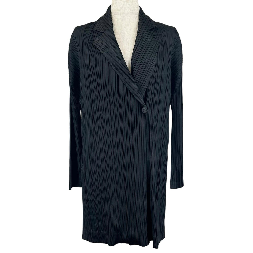 Excellent PLEATS PLEASE Jacket Asymmetrical Long black Women 2 PP93-JA572