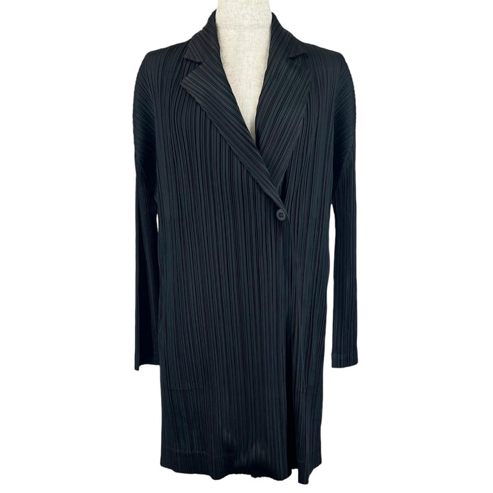 Excellent PLEATS PLEASE Jacket Asymmetrical Long black Women 2 PP93-JA572
