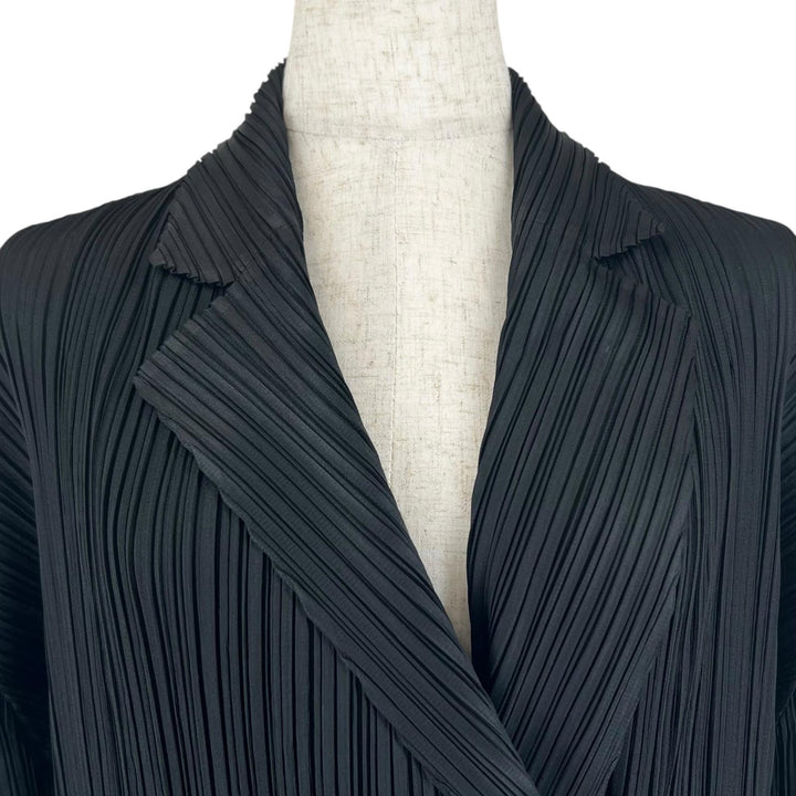 Excellent PLEATS PLEASE Jacket Asymmetrical Long black Women 2 PP93-JA572
