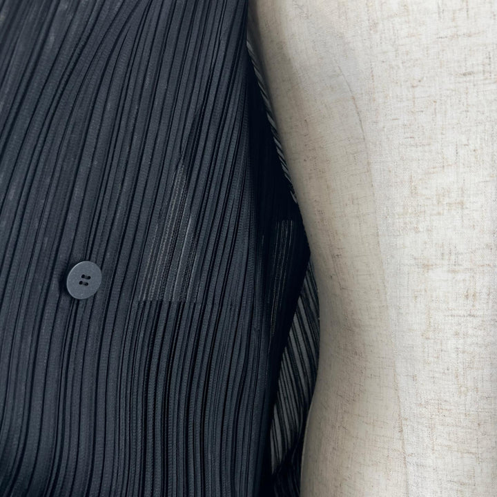 Excellent PLEATS PLEASE Jacket Asymmetrical Long black Women 2 PP93-JA572