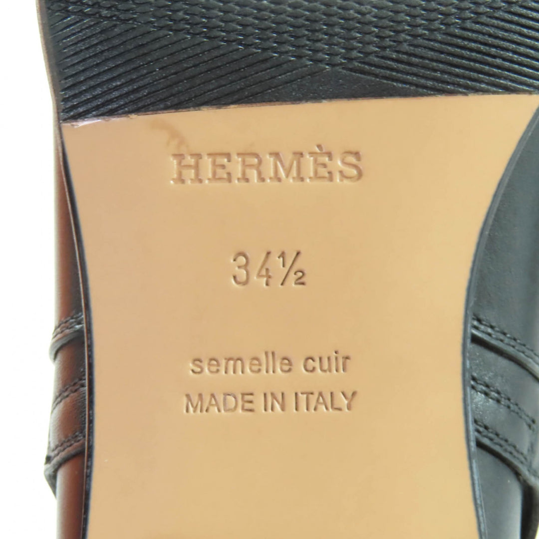 HERMES ショートブーツ ネオケリー バックル レザー ブラック レザー レディース 34.5