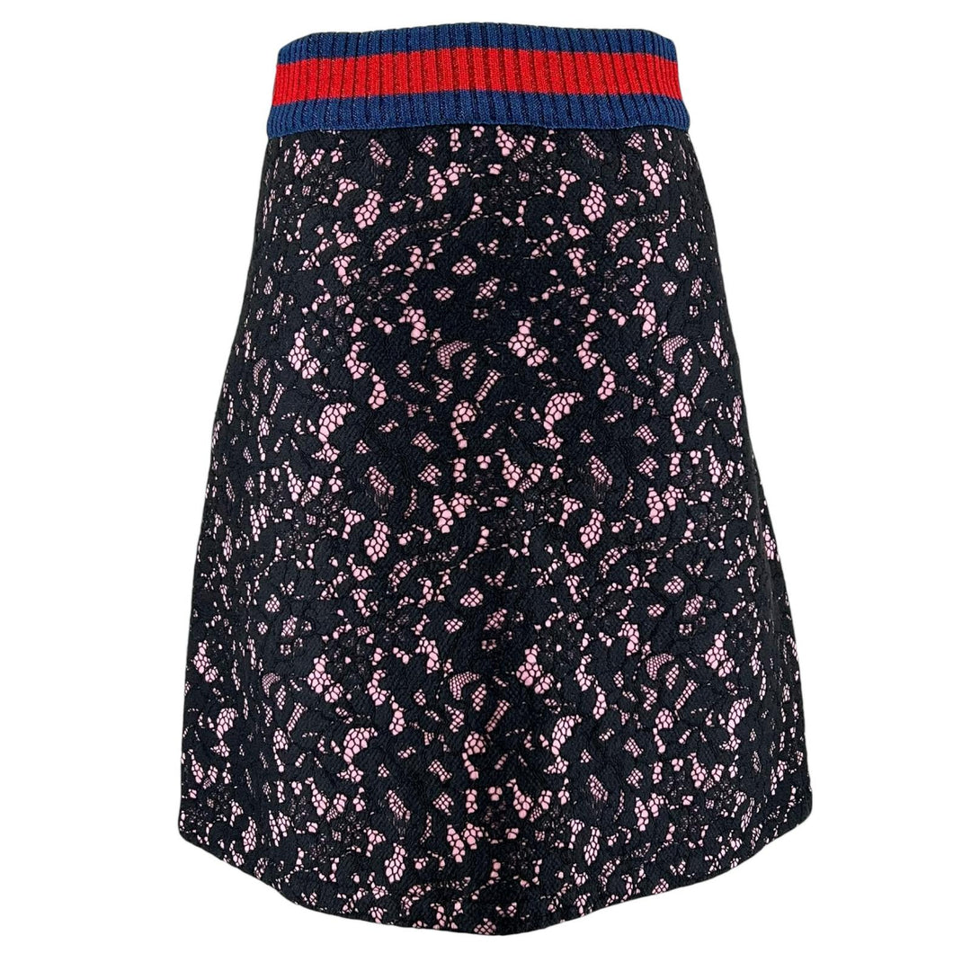 Excellent GUCCI skirt All lace Sherry line knee-length black S 457919