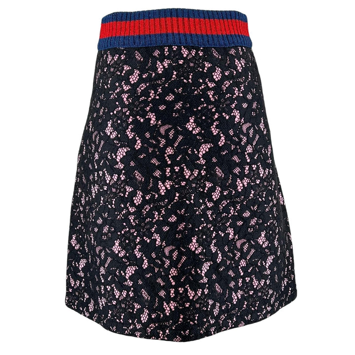 Excellent GUCCI skirt All lace Sherry line knee-length black S 457919