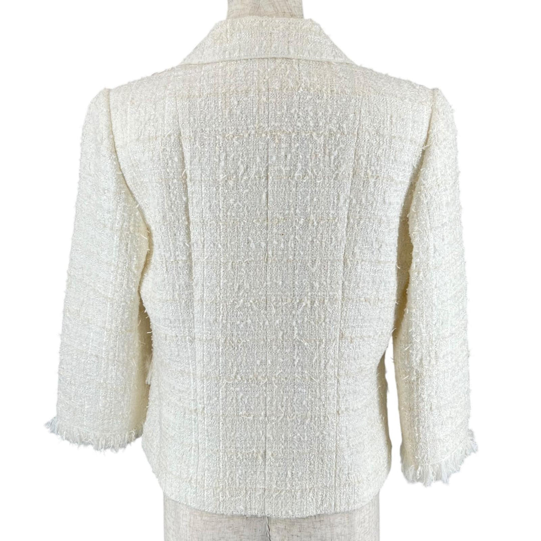 Excellent FOXEY BOUTIQUE Jacket Snow Flake Tweed Ivory Women 40 41308-SJ0A13K