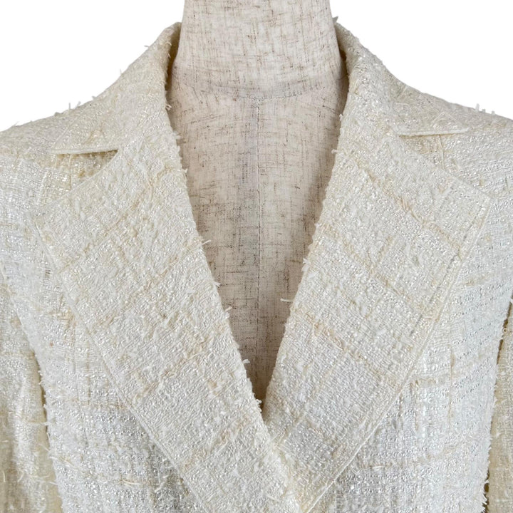 Excellent FOXEY BOUTIQUE Jacket Snow Flake Tweed Ivory Women 40 41308-SJ0A13K