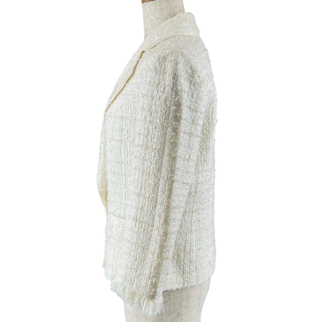 Excellent FOXEY BOUTIQUE Jacket Snow Flake Tweed Ivory Women 40 41308-SJ0A13K