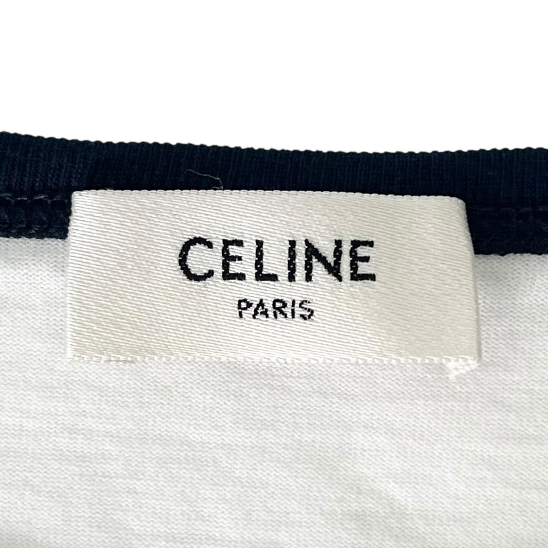 Excellent CELINE Short sleeve T-shirt Triomphe Print Ringer T-shirt white cotton