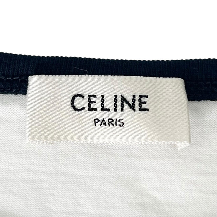 Excellent CELINE Short sleeve T-shirt Triomphe Print Ringer T-shirt white cotton