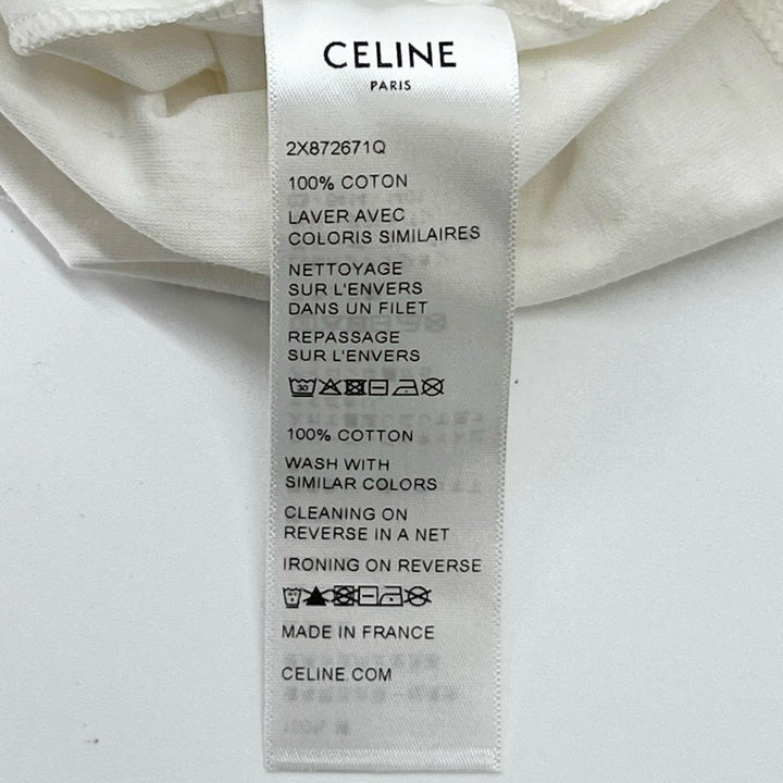 Excellent CELINE Short sleeve T-shirt Triomphe Print Ringer T-shirt white cotton