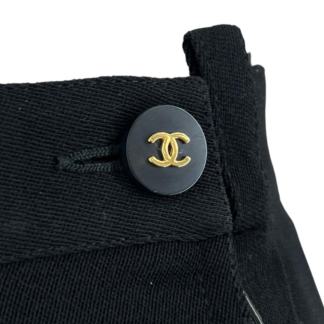 Great CHANEL skirt COCO Mark button black wool Women 36