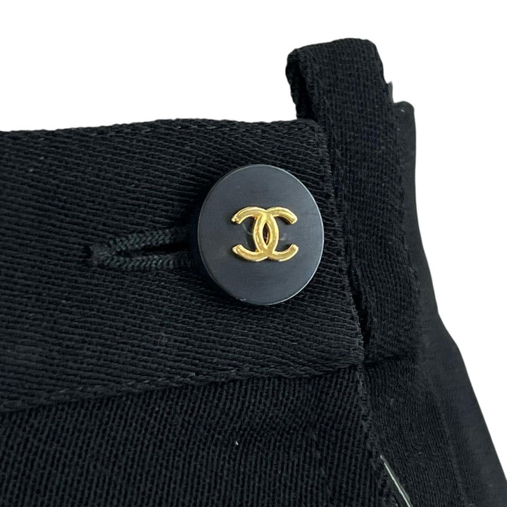 Great CHANEL skirt COCO Mark button black wool Women 36