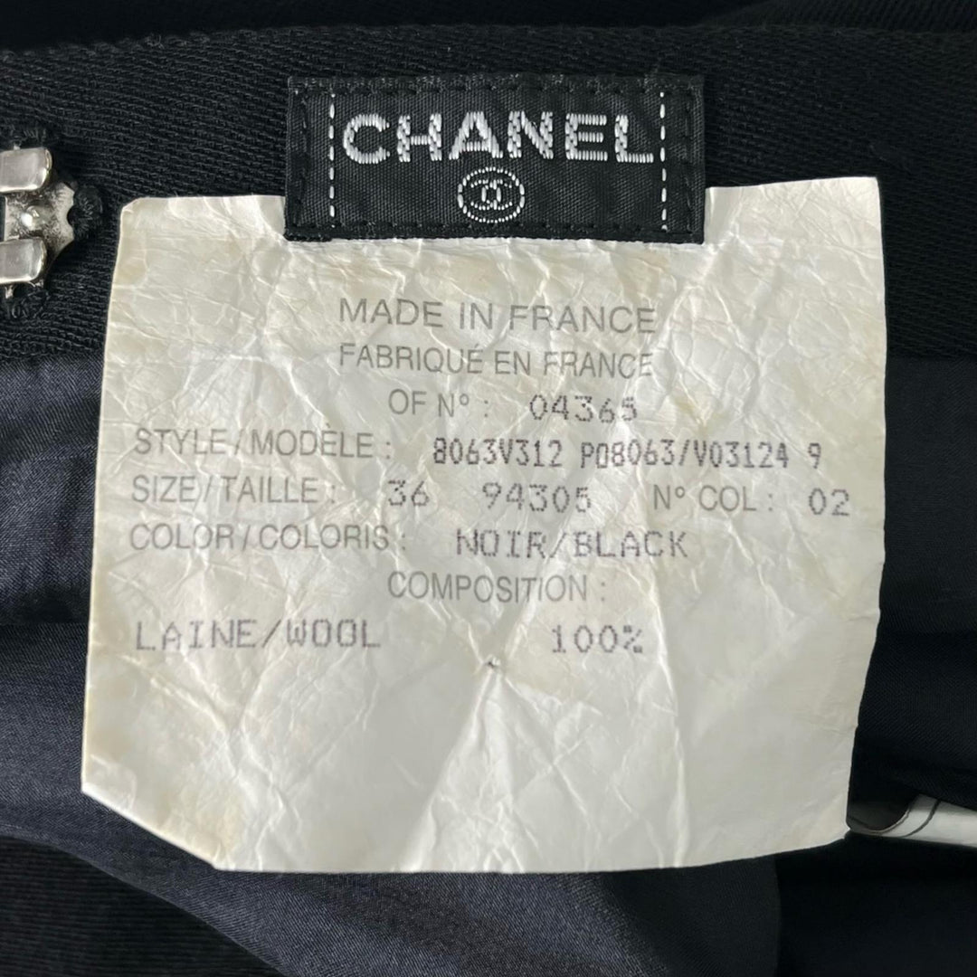 Great CHANEL skirt COCO Mark button black wool Women 36