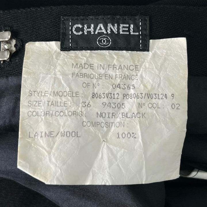 Great CHANEL skirt COCO Mark button black wool Women 36