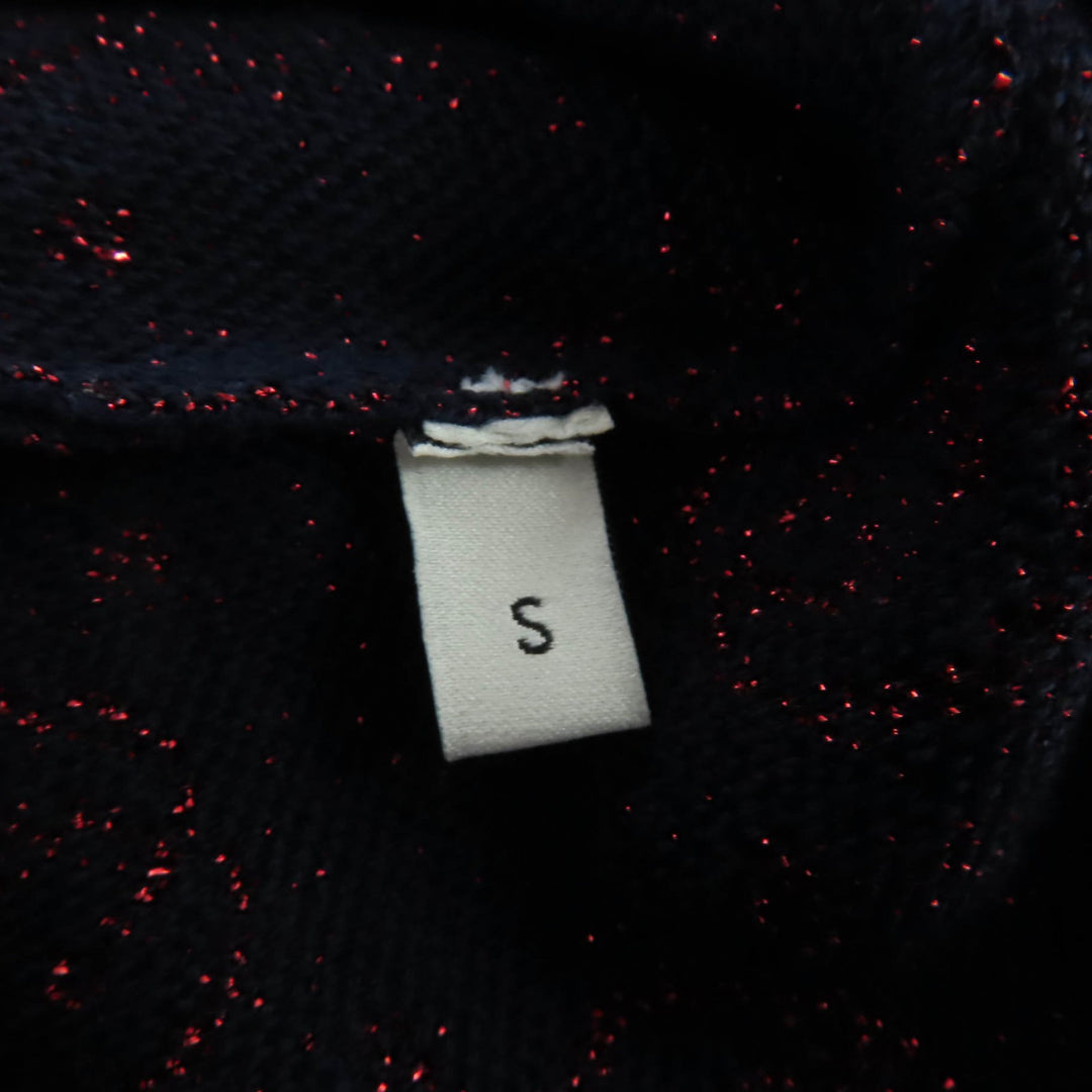 グッチ スカート GGPattern ラメ ジャカード ロング ニット ネイビー レッド ウール S 605923