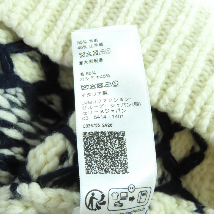 CELINE ニット オフホワイト ネイビー ウール レディース S 2ADLR888Z01MA 美品