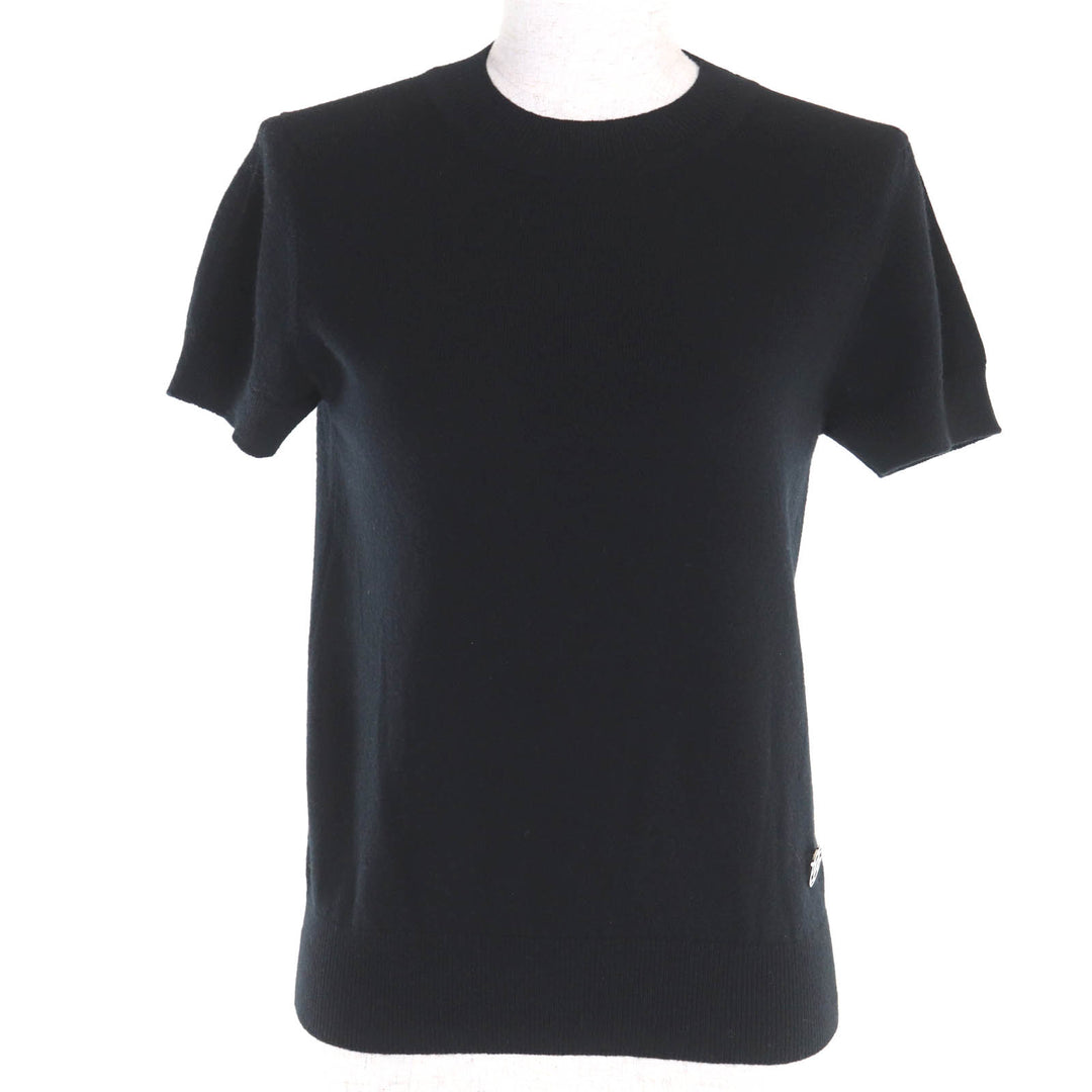 Excellent HERMES Short sleeve knit H-Lift Metal Short Sleeve black cashmere 36