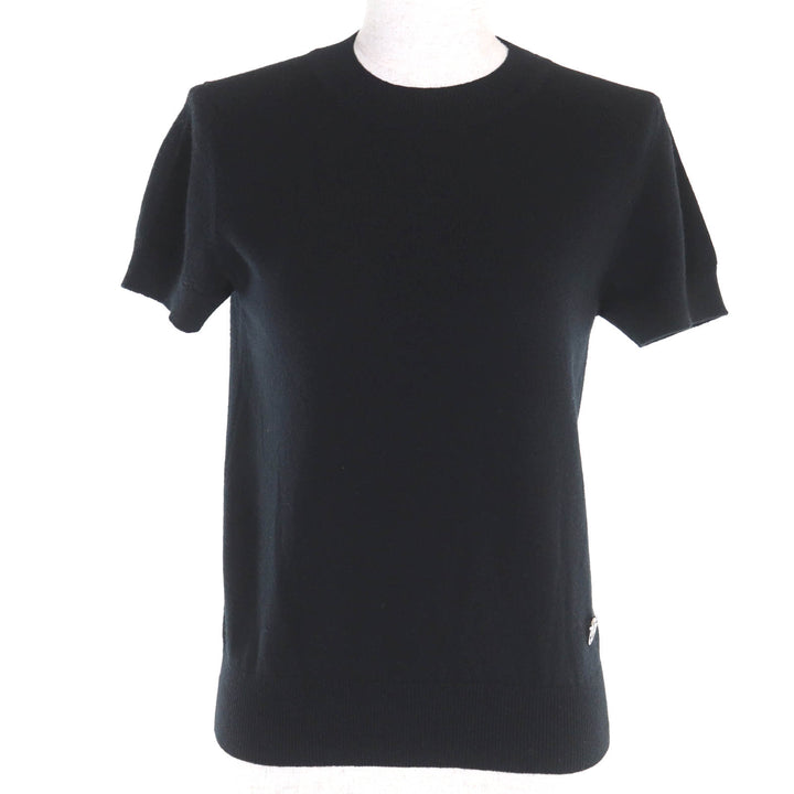 Excellent HERMES Short sleeve knit H-Lift Metal Short Sleeve black cashmere 36