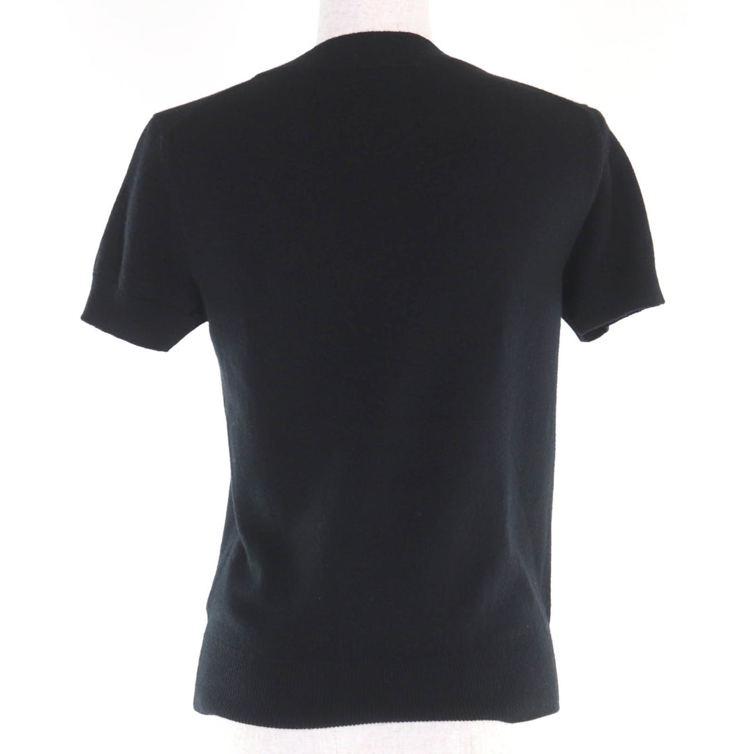 Excellent HERMES Short sleeve knit H-Lift Metal Short Sleeve black cashmere 36