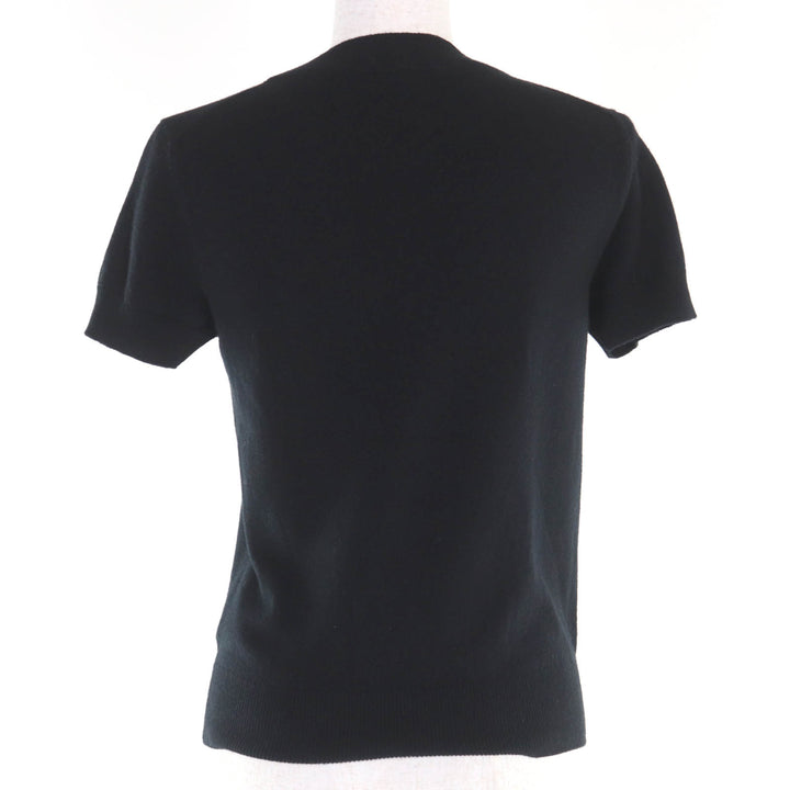 Excellent HERMES Short sleeve knit H-Lift Metal Short Sleeve black cashmere 36