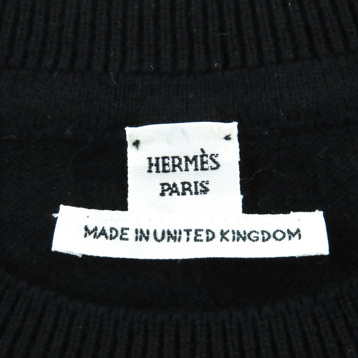 Excellent HERMES Short sleeve knit H-Lift Metal Short Sleeve black cashmere 36
