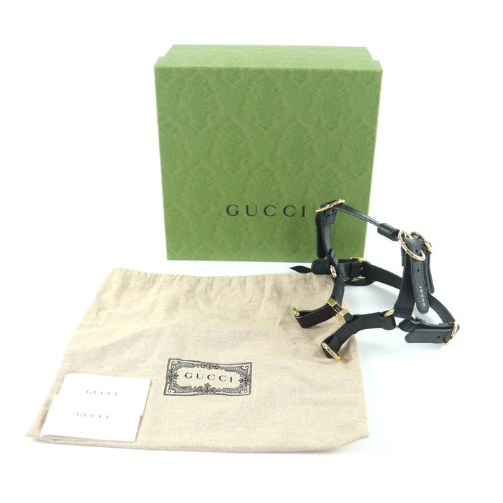 新品 GUCCI その他アクセサリー 犬用ハーネス ブラックレザー レディース S 692963