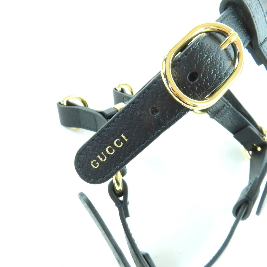 新品 GUCCI その他アクセサリー 犬用ハーネス ブラックレザー レディース S 692963