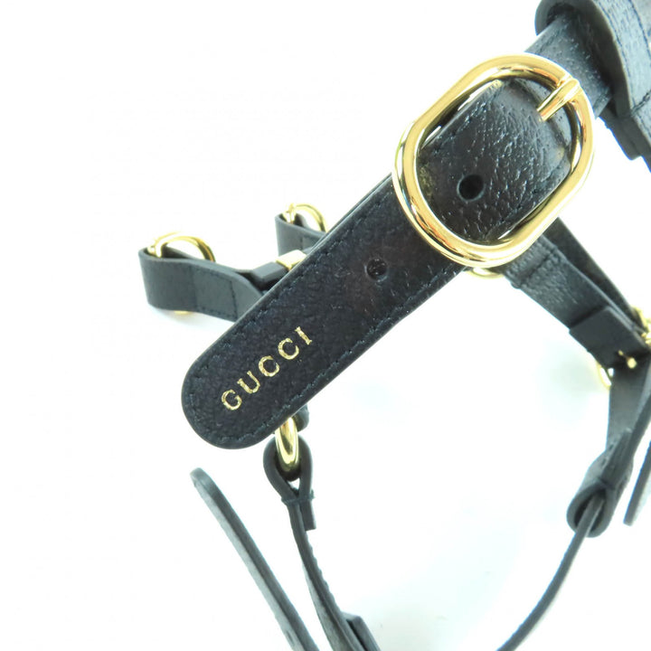 新品 GUCCI その他アクセサリー 犬用ハーネス ブラックレザー レディース S 692963