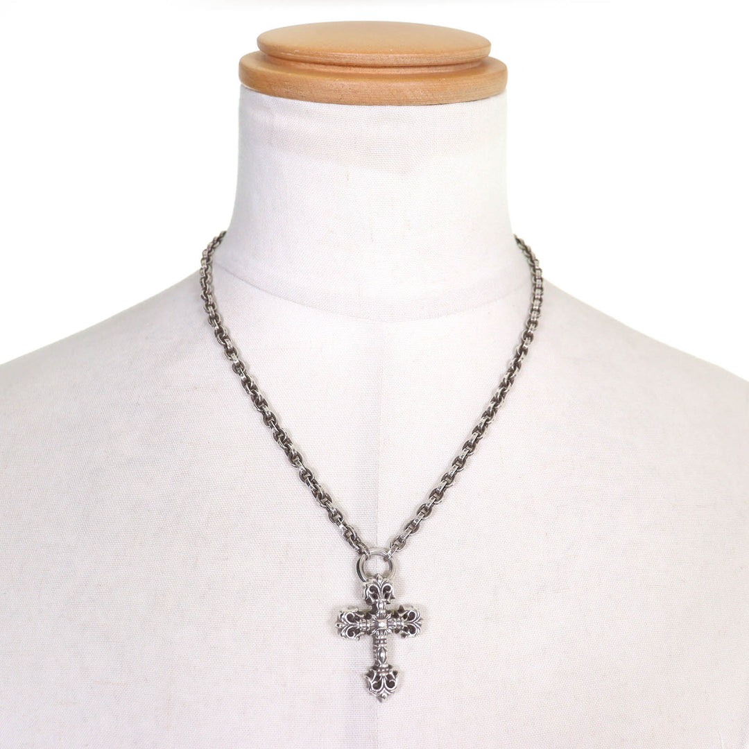 Great CHROME HEARTS FILIG CROSS XS W PAPER CHAIN Necklace 20 inches Silver 925