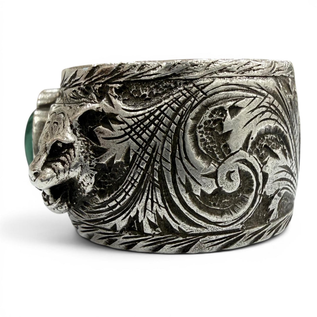 Great GUCCI Ring Arabesque Garden Cat Head Silver AG925 mens 20 461991