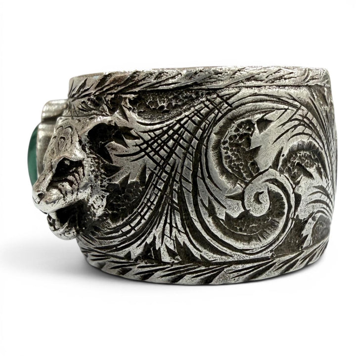 Great GUCCI Ring Arabesque Garden Cat Head Silver AG925 mens 20 461991