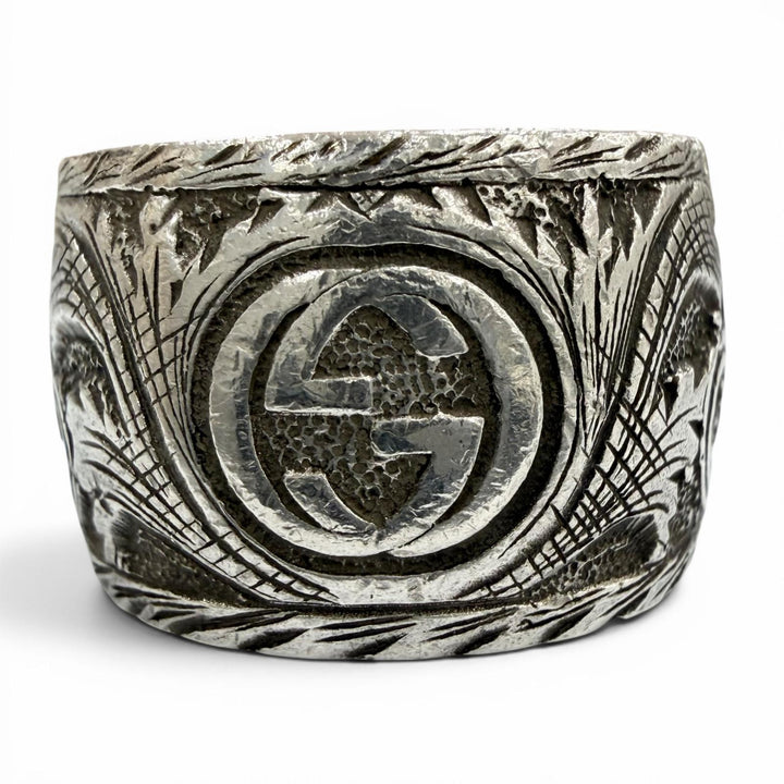 Great GUCCI Ring Arabesque Garden Cat Head Silver AG925 mens 20 461991