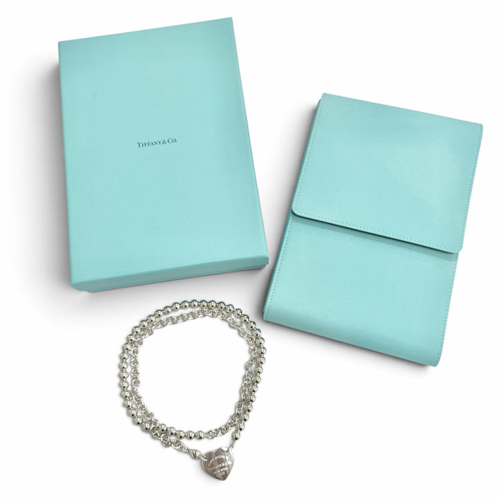 Great TIFFANY&Co. Necklace Heart Tag Wrap Silver AG925 Women