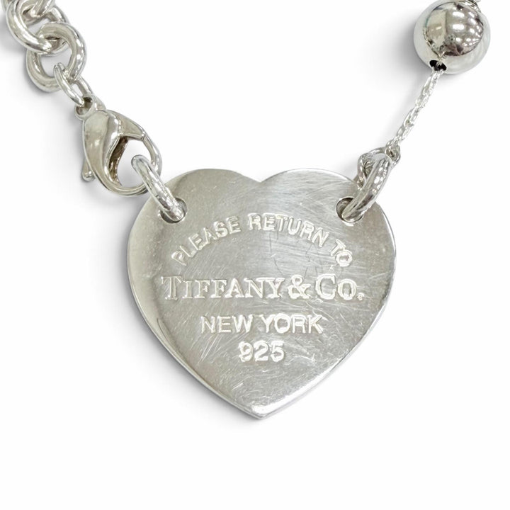 Great TIFFANY&Co. Necklace Heart Tag Wrap Silver AG925 Women