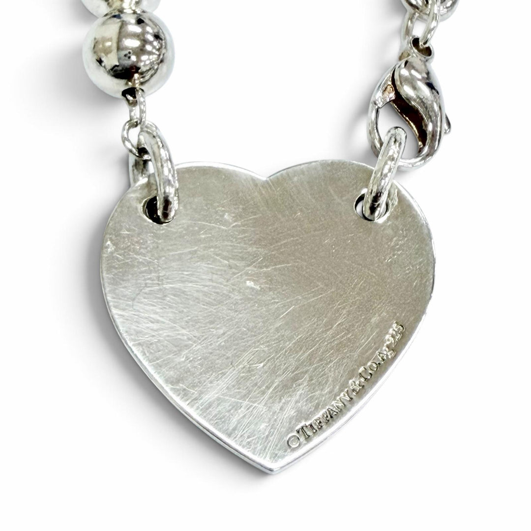 Great TIFFANY&Co. Necklace Heart Tag Wrap Silver AG925 Women
