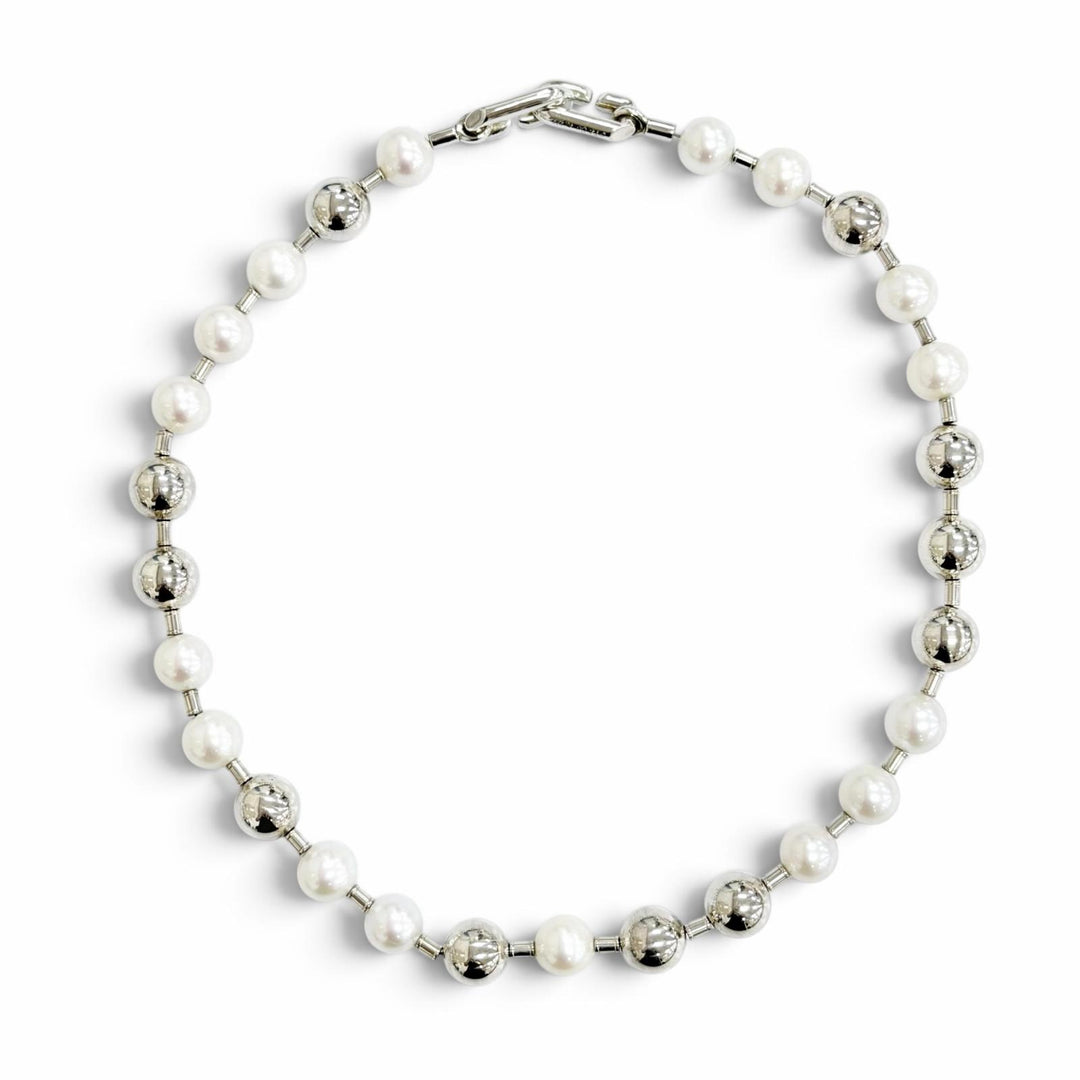 Excellent TIFFANY&Co. Hardware Freshwater Pearl Ball Necklace Choker AG925