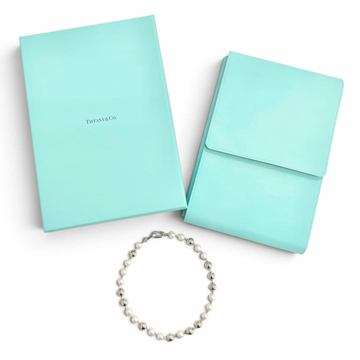 Excellent TIFFANY&Co. Hardware Freshwater Pearl Ball Necklace Choker AG925