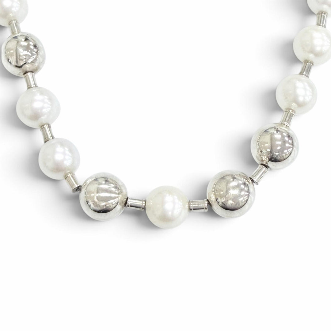 Excellent TIFFANY&Co. Hardware Freshwater Pearl Ball Necklace Choker AG925