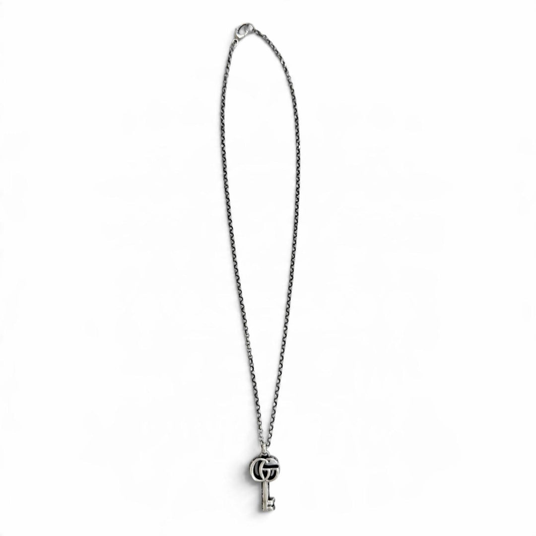 Great GUCCI Arabesque Double G Key Necklace Accessory Silver AG925 mens 627757