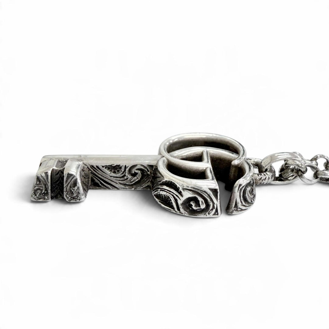 Great GUCCI Arabesque Double G Key Necklace Accessory Silver AG925 mens 627757