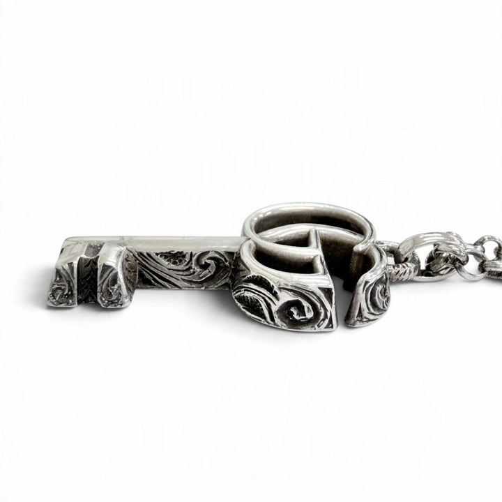 Great GUCCI Arabesque Double G Key Necklace Accessory Silver AG925 mens 627757