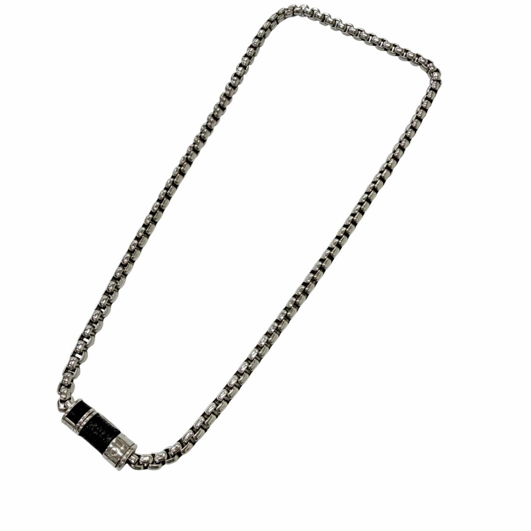 Great LOUIS VUITTON Necklace Collier Chain Silver Monogram Eclipse mens M62588