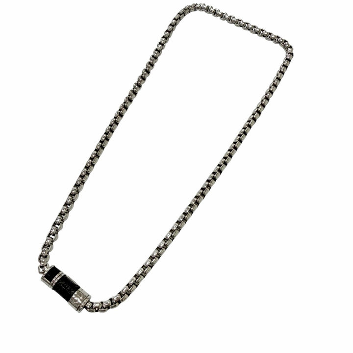 Great LOUIS VUITTON Necklace Collier Chain Silver Monogram Eclipse mens M62588