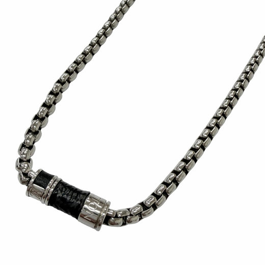 Great LOUIS VUITTON Necklace Collier Chain Silver Monogram Eclipse mens M62588